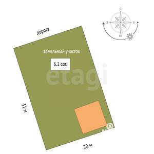 Дом 43м², 2-этажный, участок 6 сот.