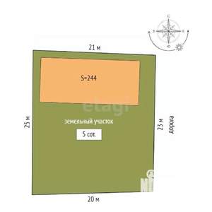 Дом 244м², 2-этажный, участок 5 сот.