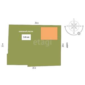 Дом 60м², 2-этажный, участок 5 сот.  