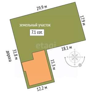 Дом 104м², 1-этажный, участок 7 сот.  