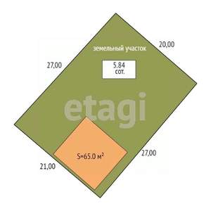 Дом 65м², 2-этажный, участок 6 сот.  