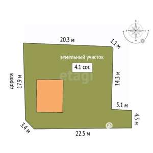 Дача 55м², 1-этажный, участок 4 сот.  
