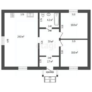 Дом 63м², 1-этажный, участок 608 сот.  