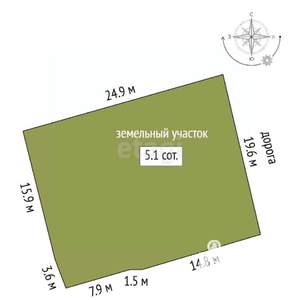 Дом 50м², 1-этажный, участок 5 сот.  