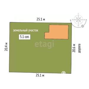 Дача 61м², 1-этажный, участок 513 сот.  