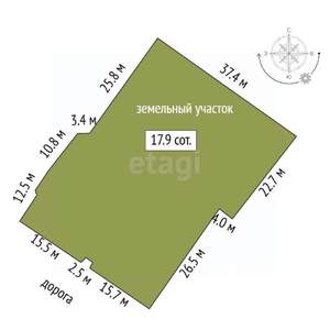 Дом 27м², 1-этажный, участок 18 сот.  