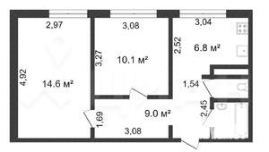 2-к квартира, на длительный срок, 46м2, 3/9 этаж