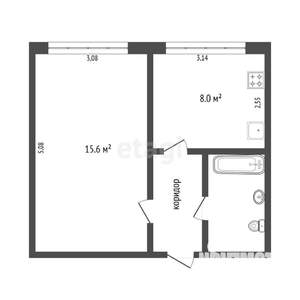 1-к квартира, на длительный срок, 30м2, 2/9 этаж