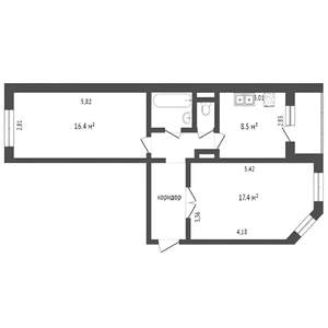 2-к квартира, на длительный срок, 56м2, 2/10 этаж