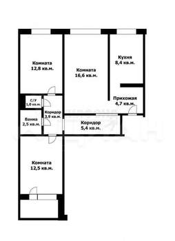 3-к квартира, на длительный срок, 69м2, 1/5 этаж