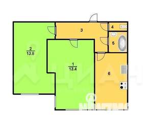 2-к квартира, на длительный срок, 54м2, 2/9 этаж