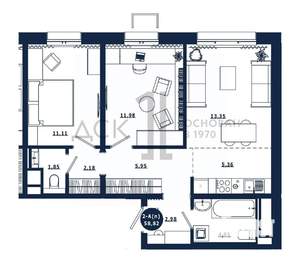 2-к квартира, вторичка, 59м2, 9/16 этаж