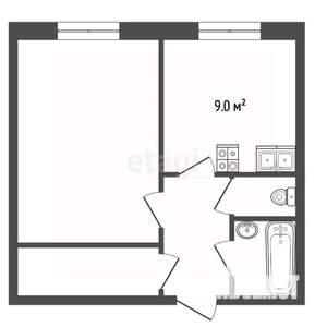1-к квартира, вторичка, 39м2, 4/5 этаж