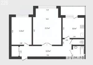 2-к квартира, вторичка, 62м2, 6/9 этаж