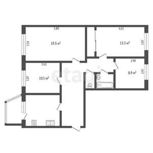 4-к квартира, вторичка, 86м2, 4/5 этаж