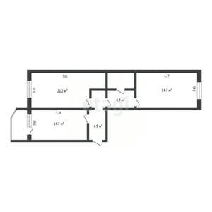 2-к квартира, вторичка, 67м2, 2/17 этаж