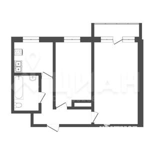 2-к квартира, вторичка, 44м2, 1/5 этаж