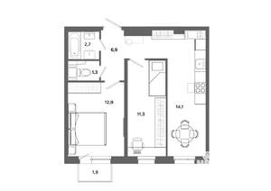 2-к квартира, вторичка, 49м2, 14/19 этаж