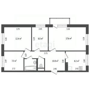 4-к квартира, вторичка, 69м2, 2/5 этаж