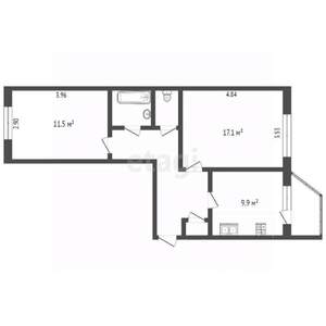 2-к квартира, вторичка, 53м2, 4/5 этаж