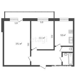 2-к квартира, вторичка, 54м2, 5/5 этаж