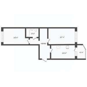 2-к квартира, вторичка, 67м2, 5/17 этаж
