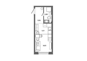 Студия квартира, вторичка, 21м2, 16/19 этаж