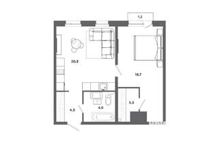 1-к квартира, вторичка, 51м2, 13/19 этаж
