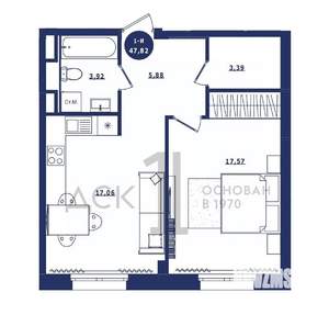 1-к квартира, строящийся дом, 48м2, 5/16 этаж
