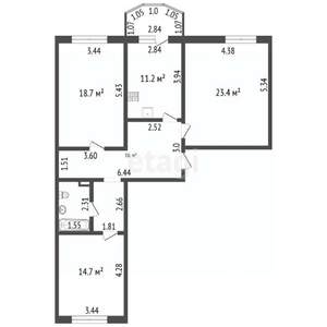 3-к квартира, вторичка, 91м2, 4/4 этаж