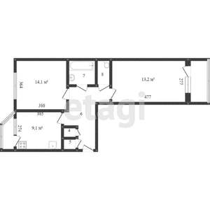 2-к квартира, вторичка, 52м2, 8/9 этаж