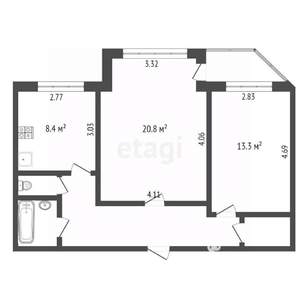 2-к квартира, вторичка, 60м2, 4/5 этаж