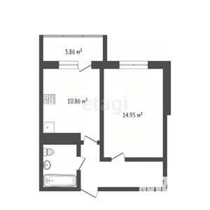 1-к квартира, сданный дом, 39м2, 4/17 этаж