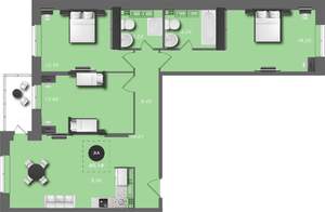 3-к квартира, строящийся дом, 85м2, 19/22 этаж