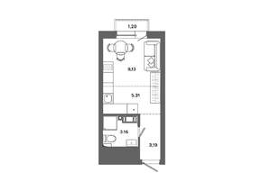 Студия квартира, вторичка, 21м2, 9/19 этаж