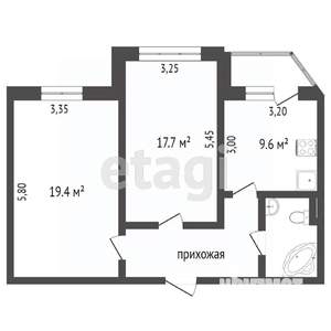 2-к квартира, вторичка, 60м2, 5/6 этаж