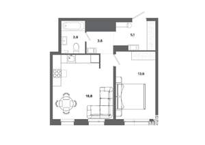 1-к квартира, вторичка, 45м2, 16/19 этаж