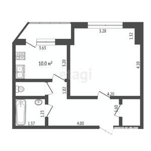 1-к квартира, вторичка, 42м2, 7/9 этаж