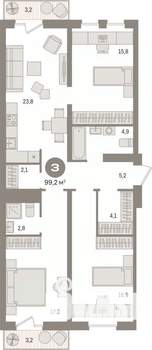 3-к квартира, вторичка, 99м2, 3/17 этаж