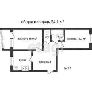 2-к квартира, вторичка, 53м2, 4/5 этаж