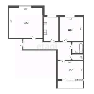 3-к квартира, вторичка, 66м2, 5/5 этаж
