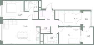 3-к квартира, вторичка, 93м2, 2/9 этаж