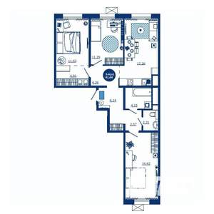 3-к квартира, вторичка, 80м2, 10/17 этаж