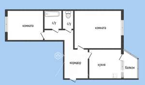 2-к квартира, вторичка, 53м2, 2/5 этаж