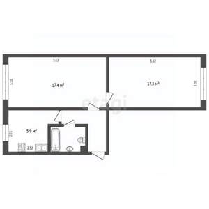 2-к квартира, вторичка, 47м2, 1/5 этаж