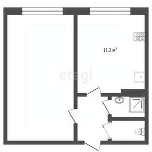 2-к квартира, вторичка, 35м2, 4/5 этаж