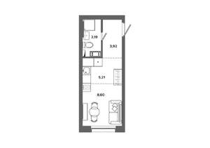 Студия квартира, вторичка, 21м2, 1/19 этаж