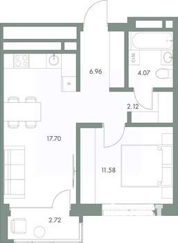1-к квартира, вторичка, 45м2, 8/9 этаж