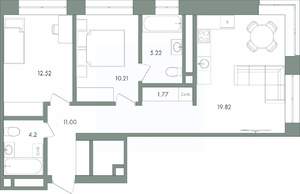 2-к квартира, вторичка, 65м2, 8/9 этаж