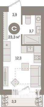 Студия квартира, вторичка, 23м2, 2/8 этаж